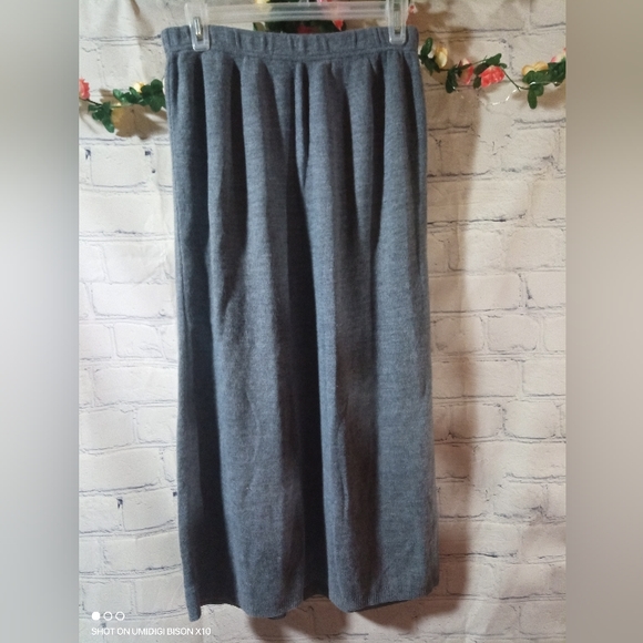 Vintage Long Woven Knit Skirt Grey Karen Lessly - Picture 7 of 7